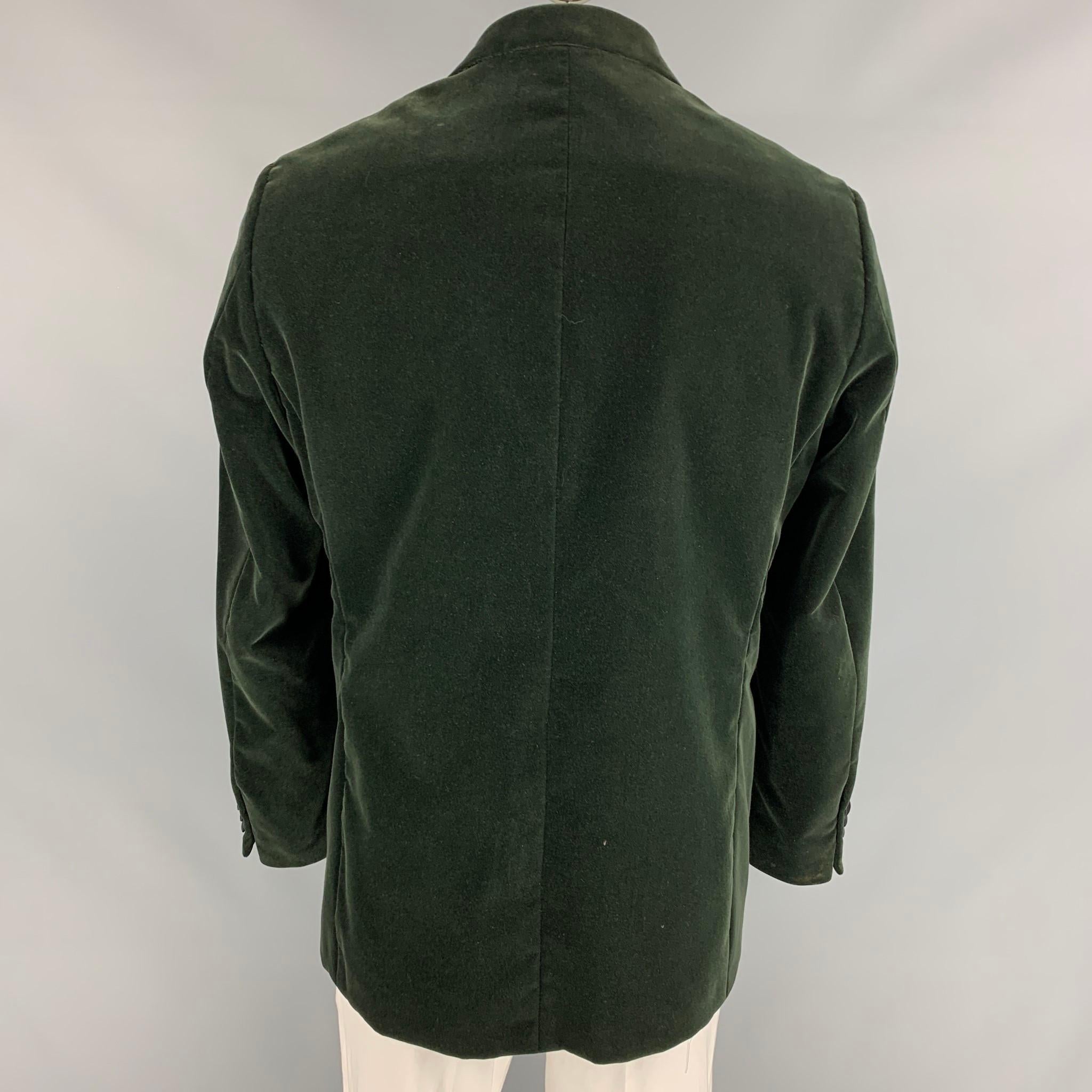 POLO by RALPH LAUREN Size 44 Regular Green Velvet Cotton Peak Lapel Sport Coat In Good Condition In San Francisco, CA
