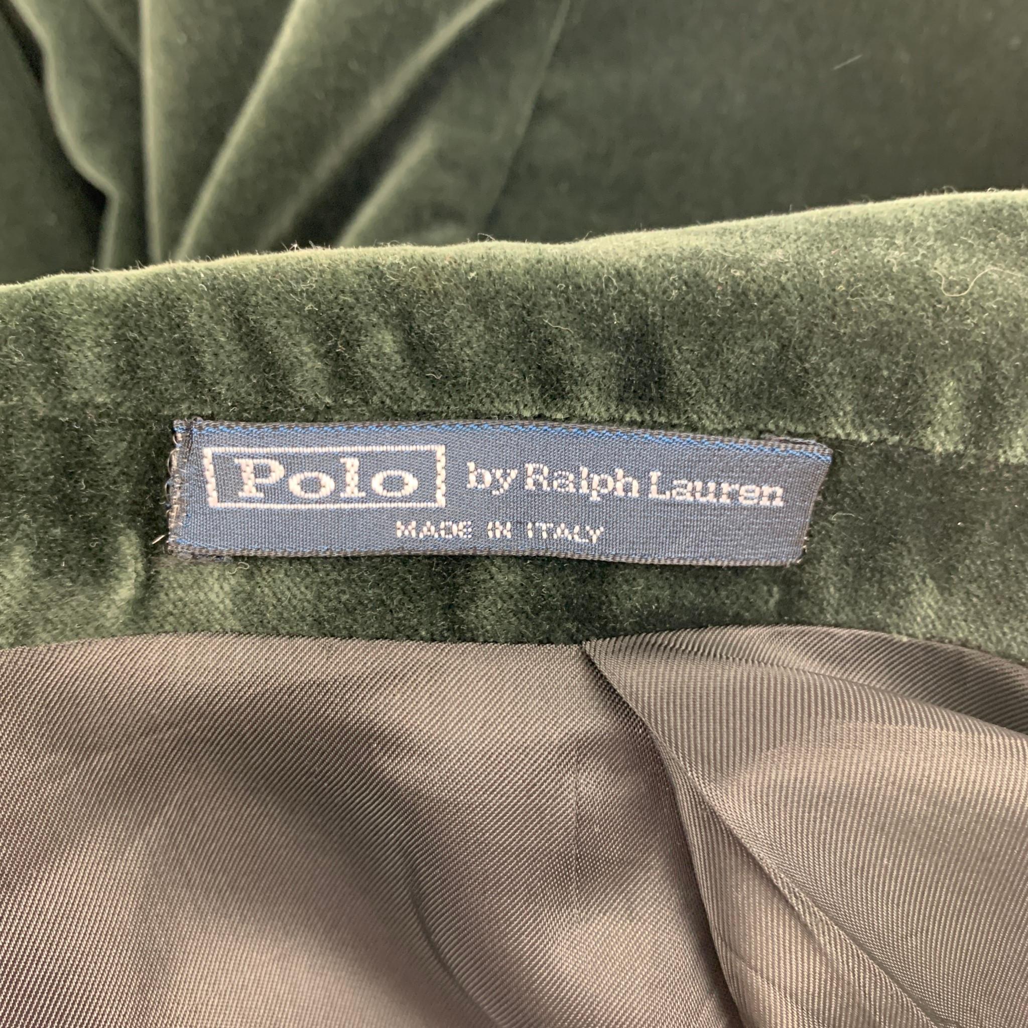 POLO by RALPH LAUREN Size 44 Regular Green Velvet Cotton Peak Lapel Sport Coat 3