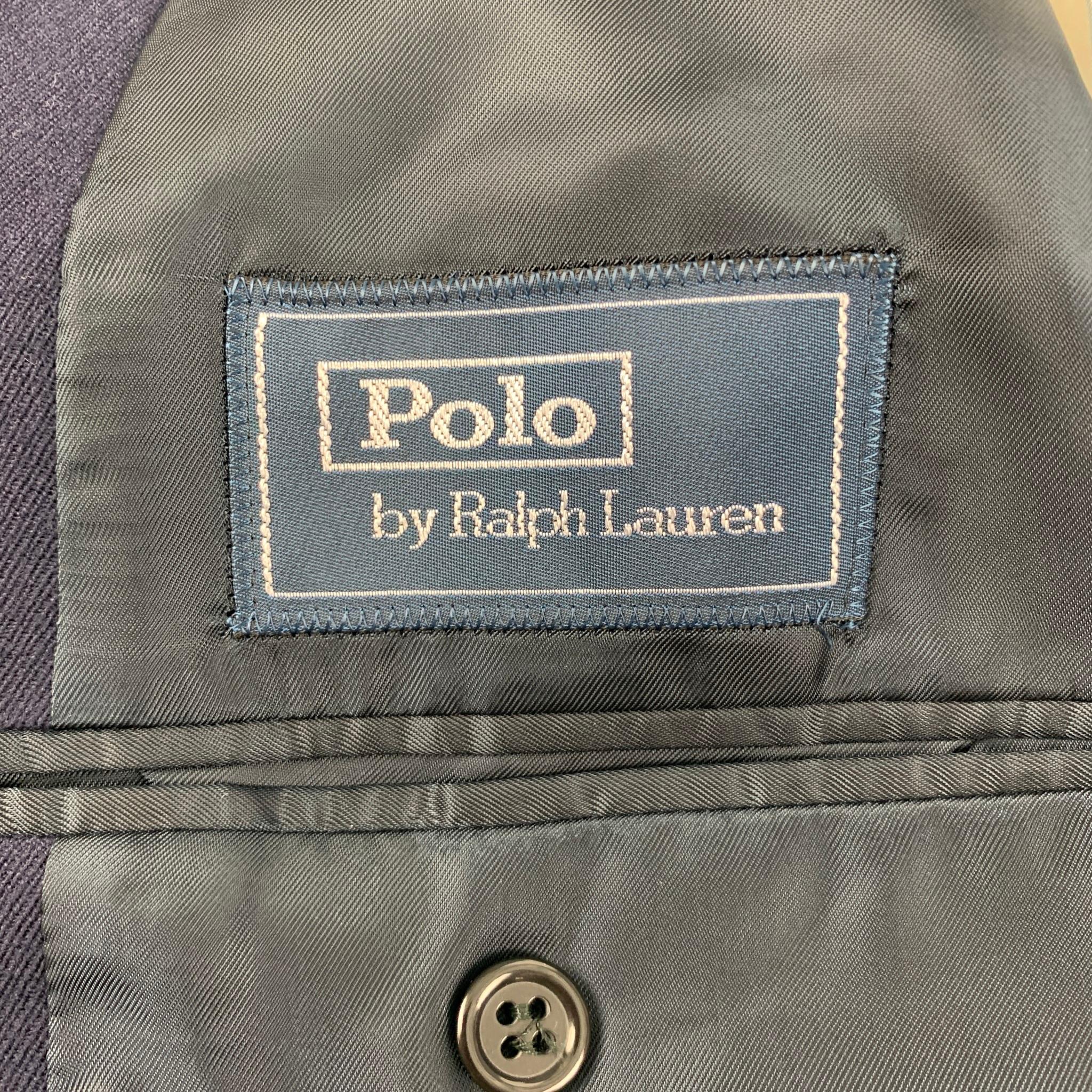 POLO by RALPH LAUREN Size 44 Regular Navy Virgin Wool Notch Lapel Sport Coat In Good Condition In San Francisco, CA