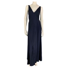 POLO by RALPH LAUREN Size 6 Navy Viscose Sleeveless Long V-Neck Dress