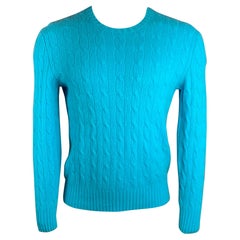 POLO by RALPH LAUREN Size L Aqua Cashmere Cable Knit Pullover