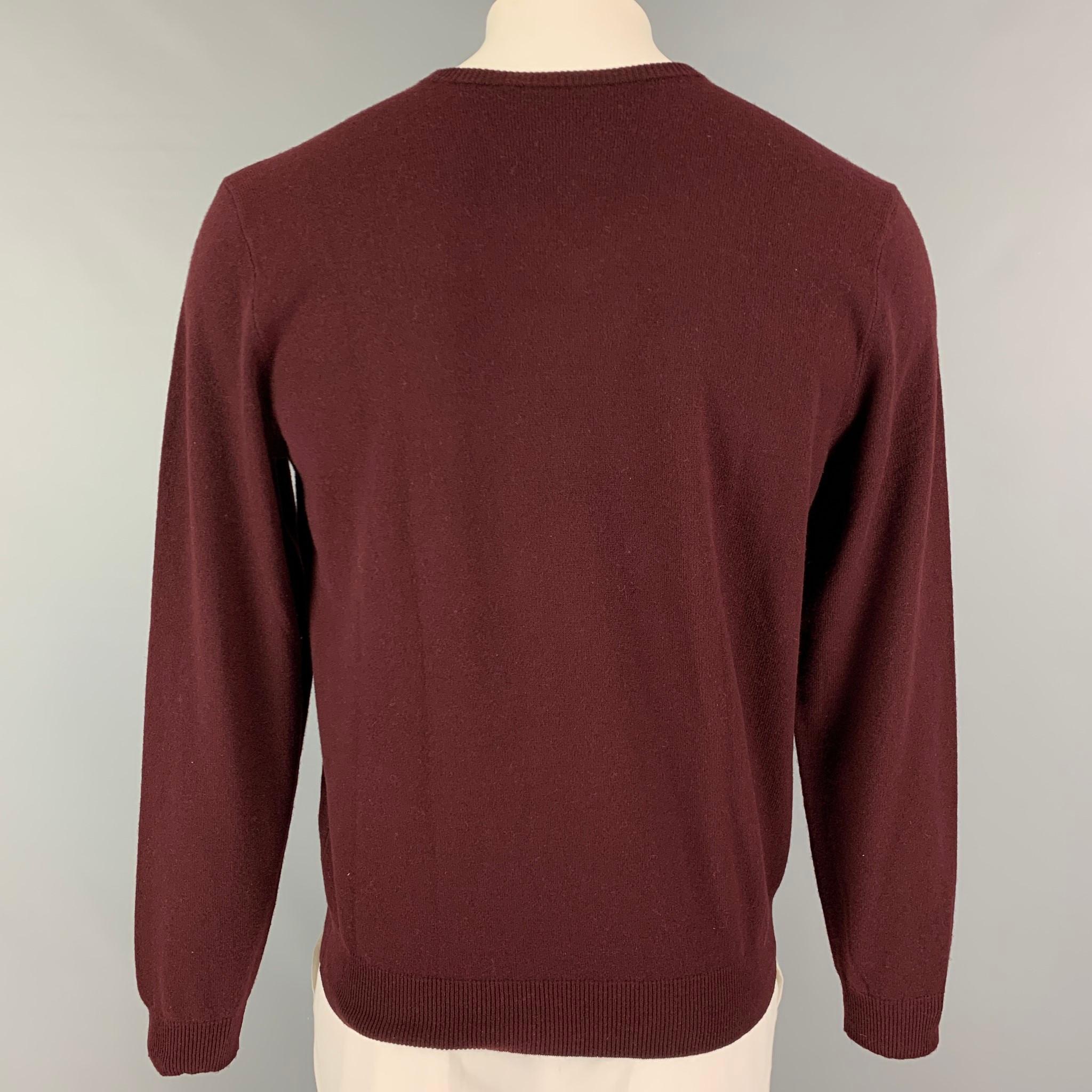 POLO by RALPH LAUREN Size L Burgundy Cashmere V-Neck Sweater In New Condition In San Francisco, CA