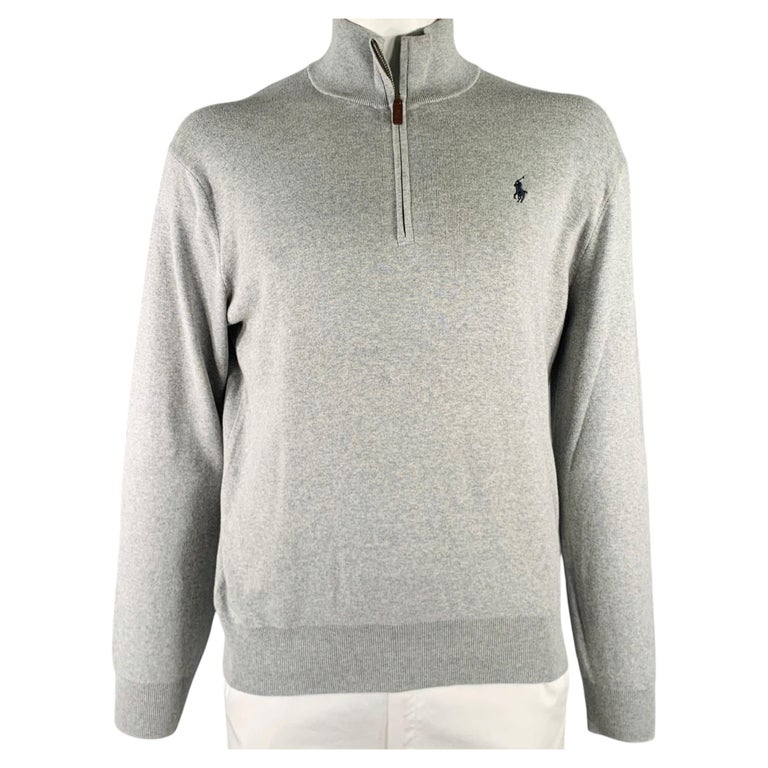 Polo Ralph Lauren POLO by RALPH LAUREN Size L Grey Heather Cotton 1/4 Zip Pullover