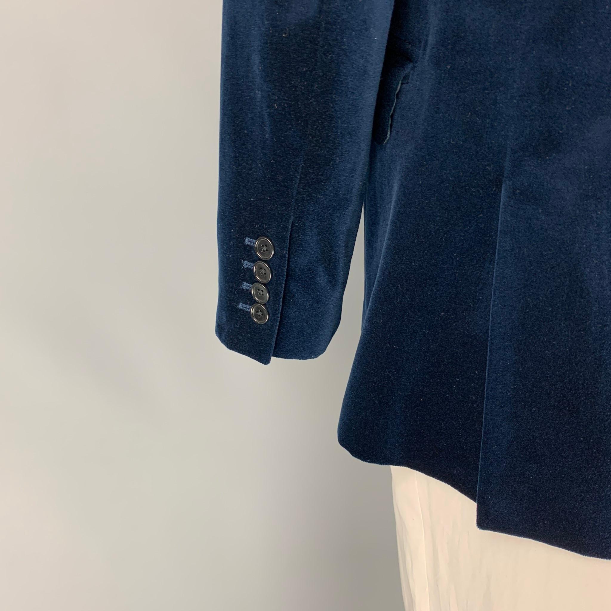 Men's POLO by RALPH LAUREN Size L Navy Cotton Velvet Notch Lapel Sport Coat