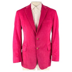 POLO par RALPH LAUREN - Manteau de sport en velours côtelé rose à revers en col bénitier, taille L