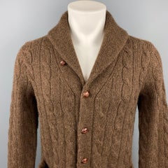 POLO by RALPH LAUREN Size M Brown Cable Knit Cashmere Shawl Collar Cardigan