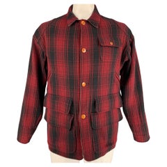 POLO by RALPH LAUREN Taglia M Giacca in lana e cotone a quadri neri e bordeaux