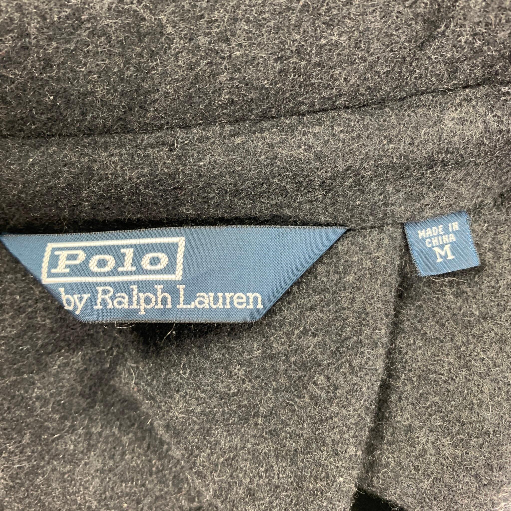 POLO by RALPH LAUREN Size M Dark Gray Cashmere Epaulettes Belted Jacket In Good Condition In San Francisco, CA