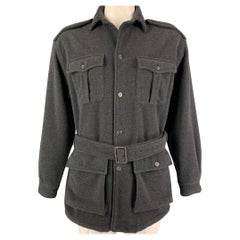 POLO by RALPH LAUREN Size M Dark Gray Cashmere Epaulettes Belted Jacket