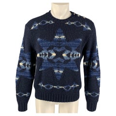 POLO by RALPH LAUREN Size M Navy & Blue White Knit Merino Wool/Wool Sweater