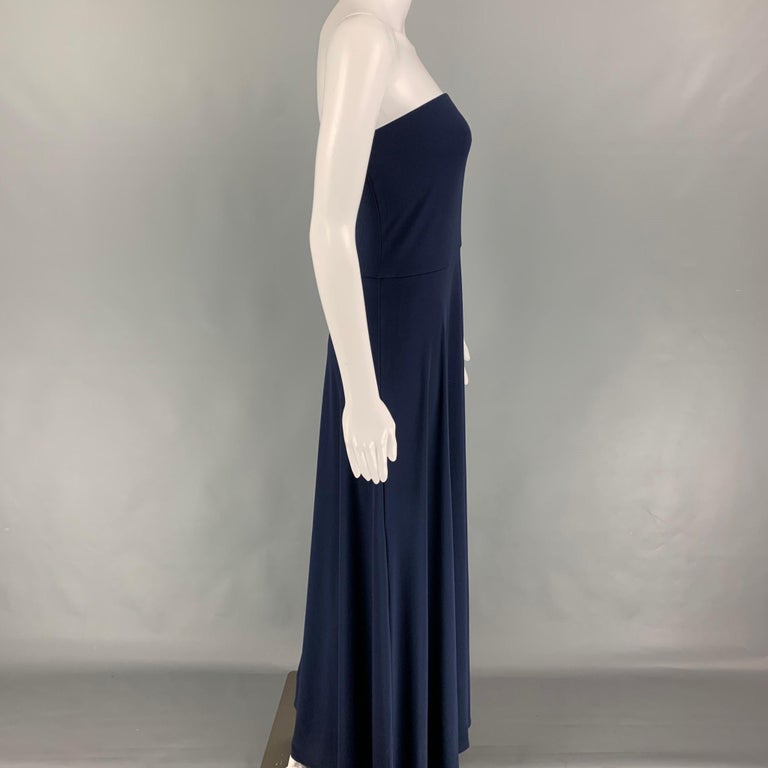 POLO by RALPH LAUREN Size M Navy Polyester Strapless Long Dress For ...