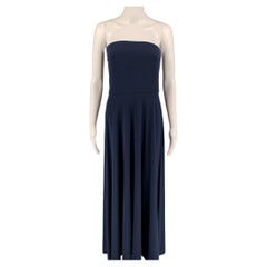 POLO by RALPH LAUREN Size M Navy Polyester Strapless Long Dress