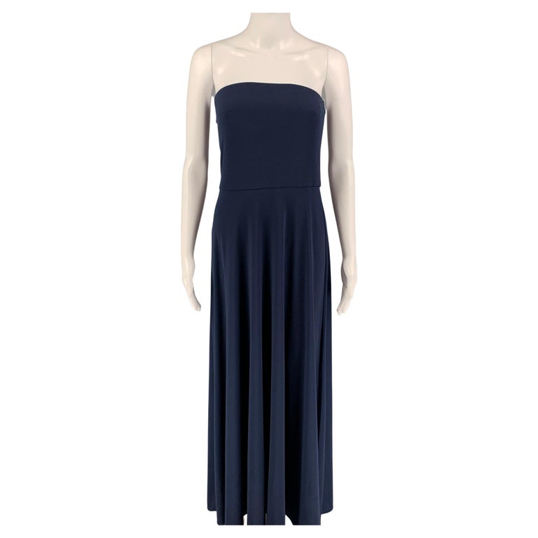 POLO by RALPH LAUREN Size M Navy Polyester Strapless Long Dress For ...