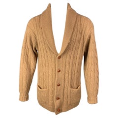 POLO by RALPH LAUREN Size M Tan Cable Knit Camel Hair Shawl Collar Cardigan