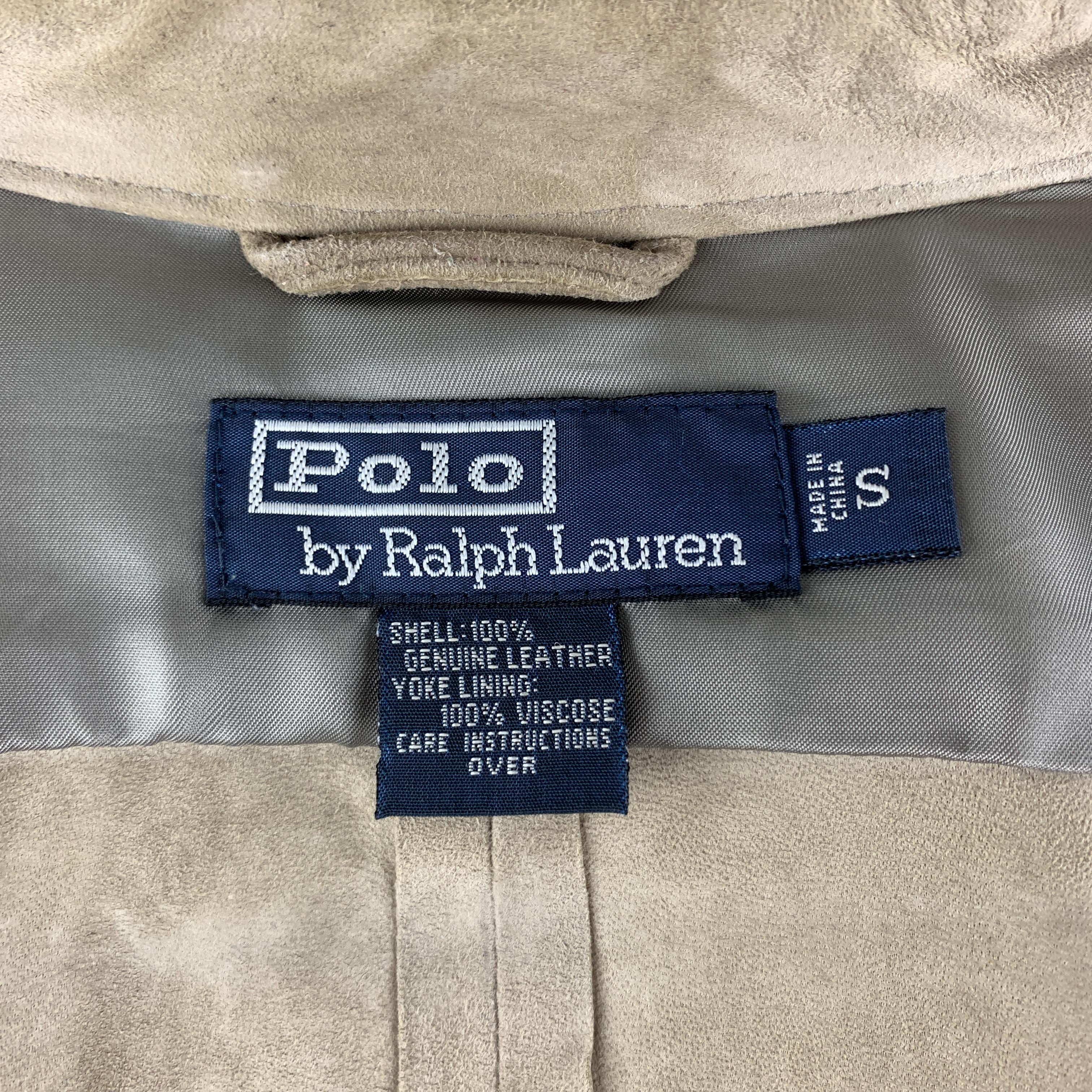 POLO by RALPH LAUREN Size S Khaki Suede Patch Pocket Long Sleeve Shirt 3