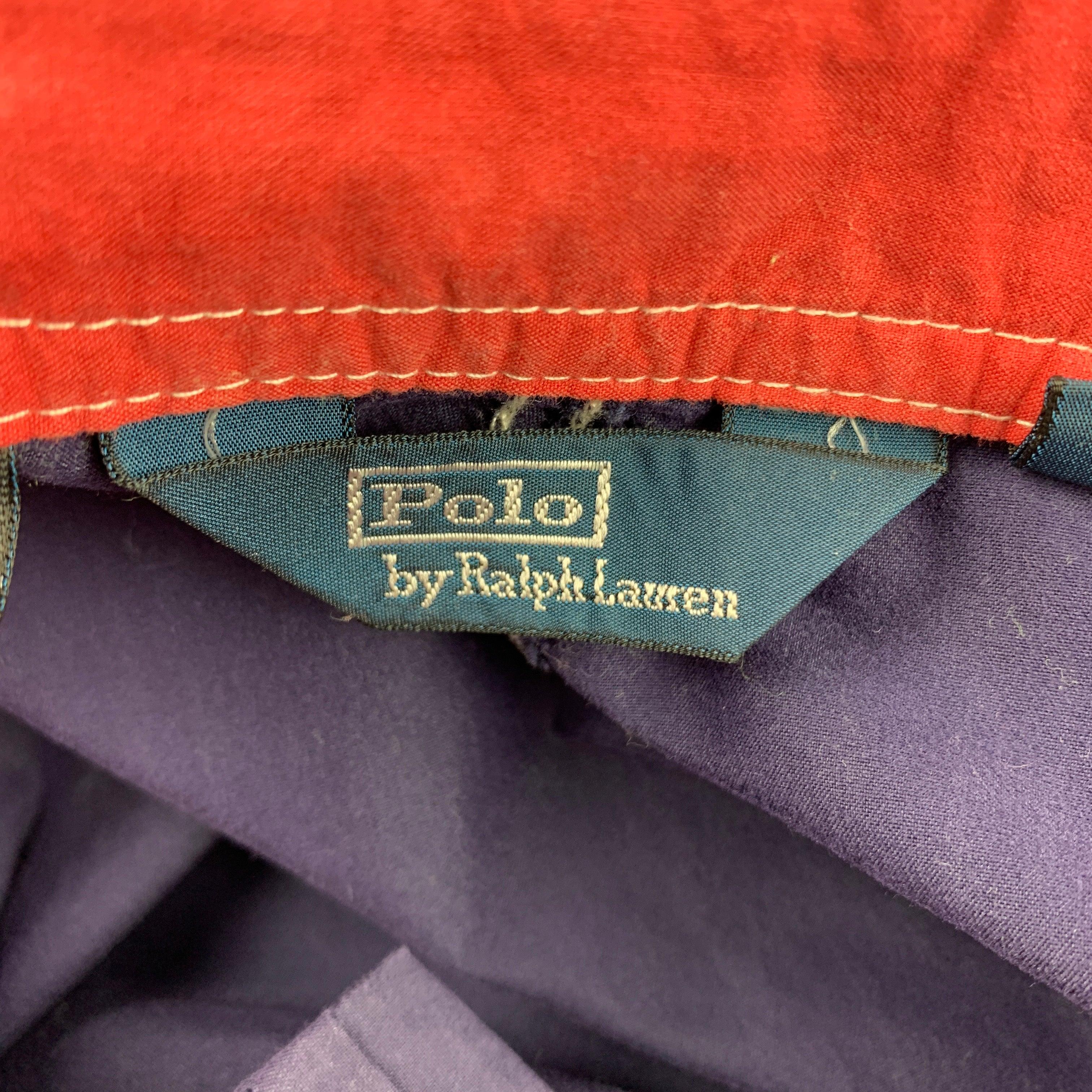 Men's POLO by RALPH LAUREN Size S Navy Contrast Stitch Cotton / Nylon Shorts For Sale