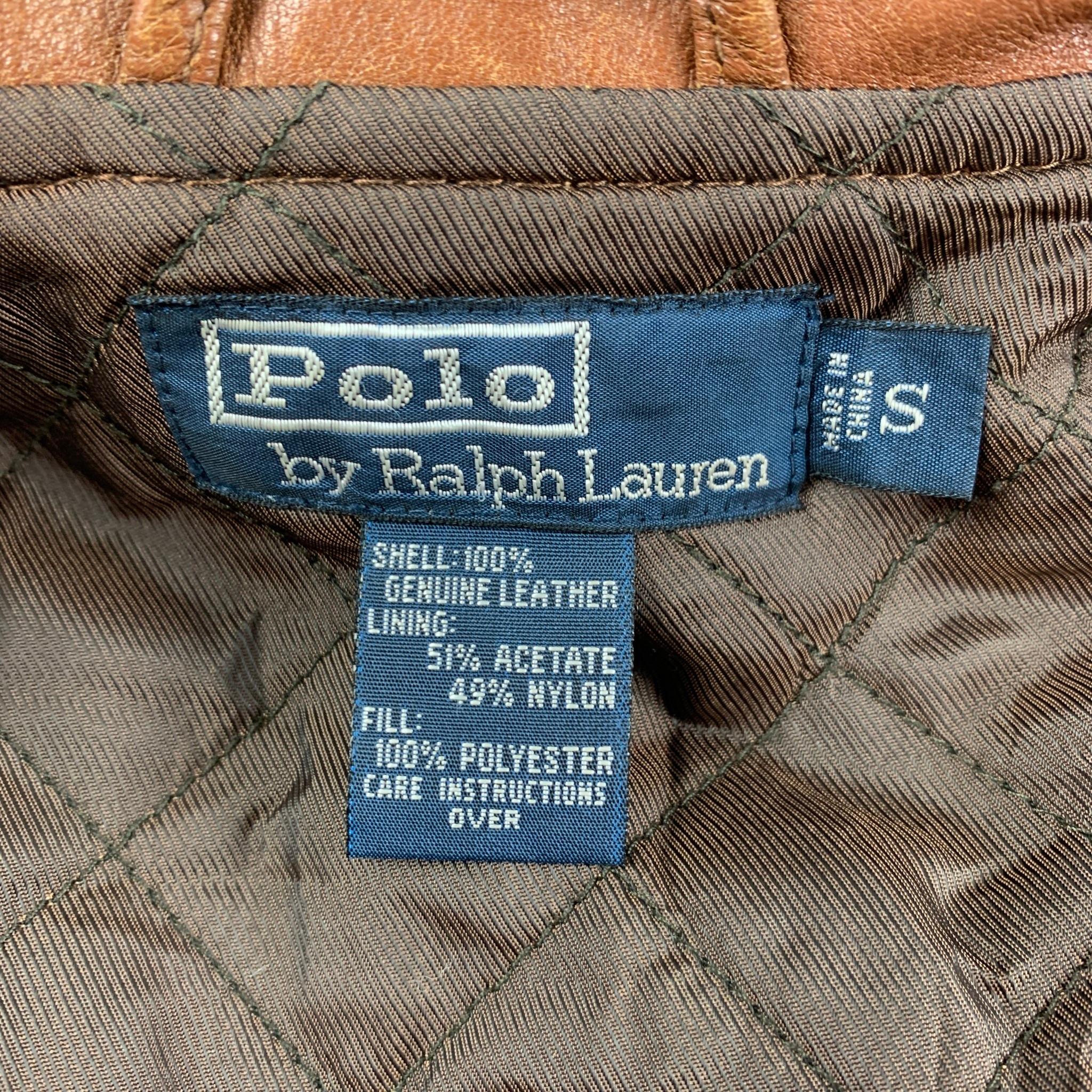 Men's POLO by RALPH LAUREN Size S Tan Distressed Leather Jacket