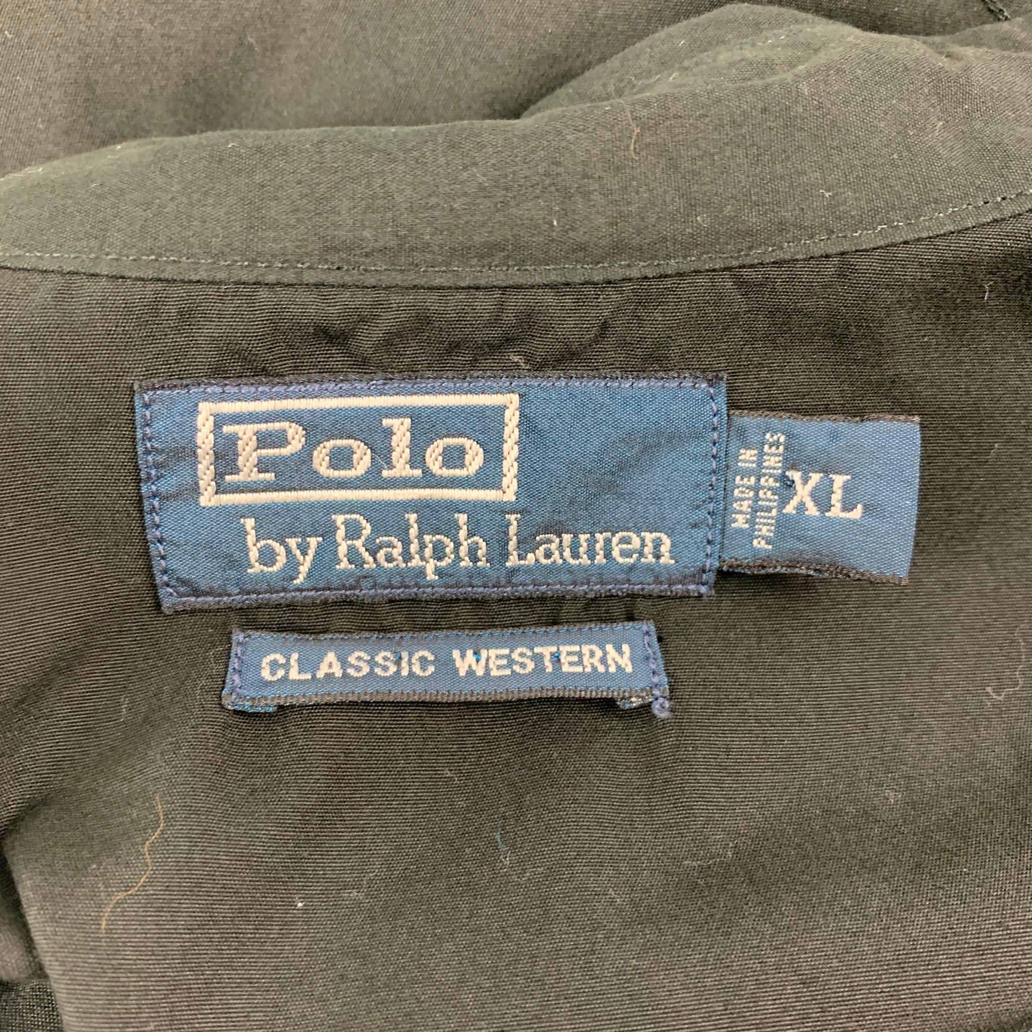 POLO by RALPH LAUREN Size XL Black Cotton Classic Western Shirt In Good Condition In San Francisco, CA