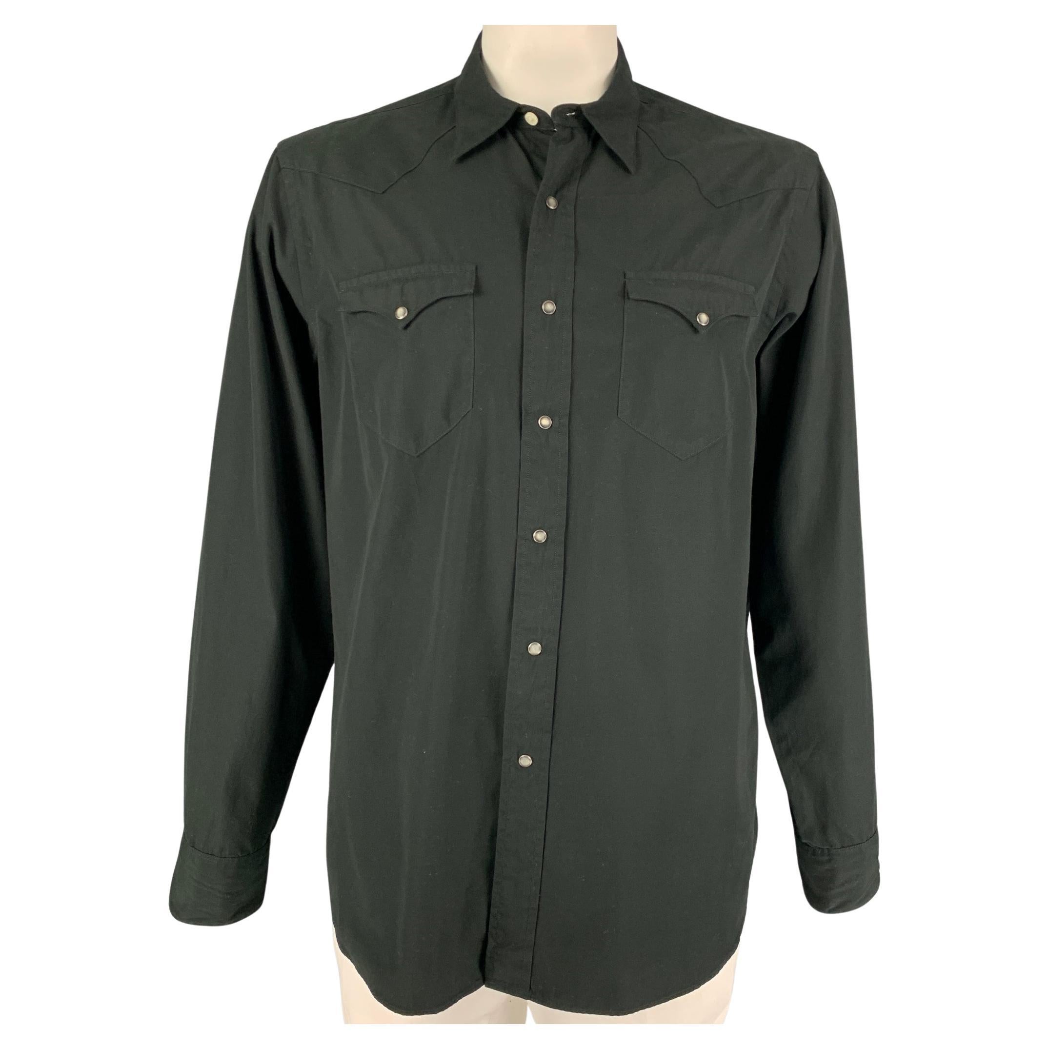 POLO by RALPH LAUREN Size XL Black Cotton Classic Western Shirt