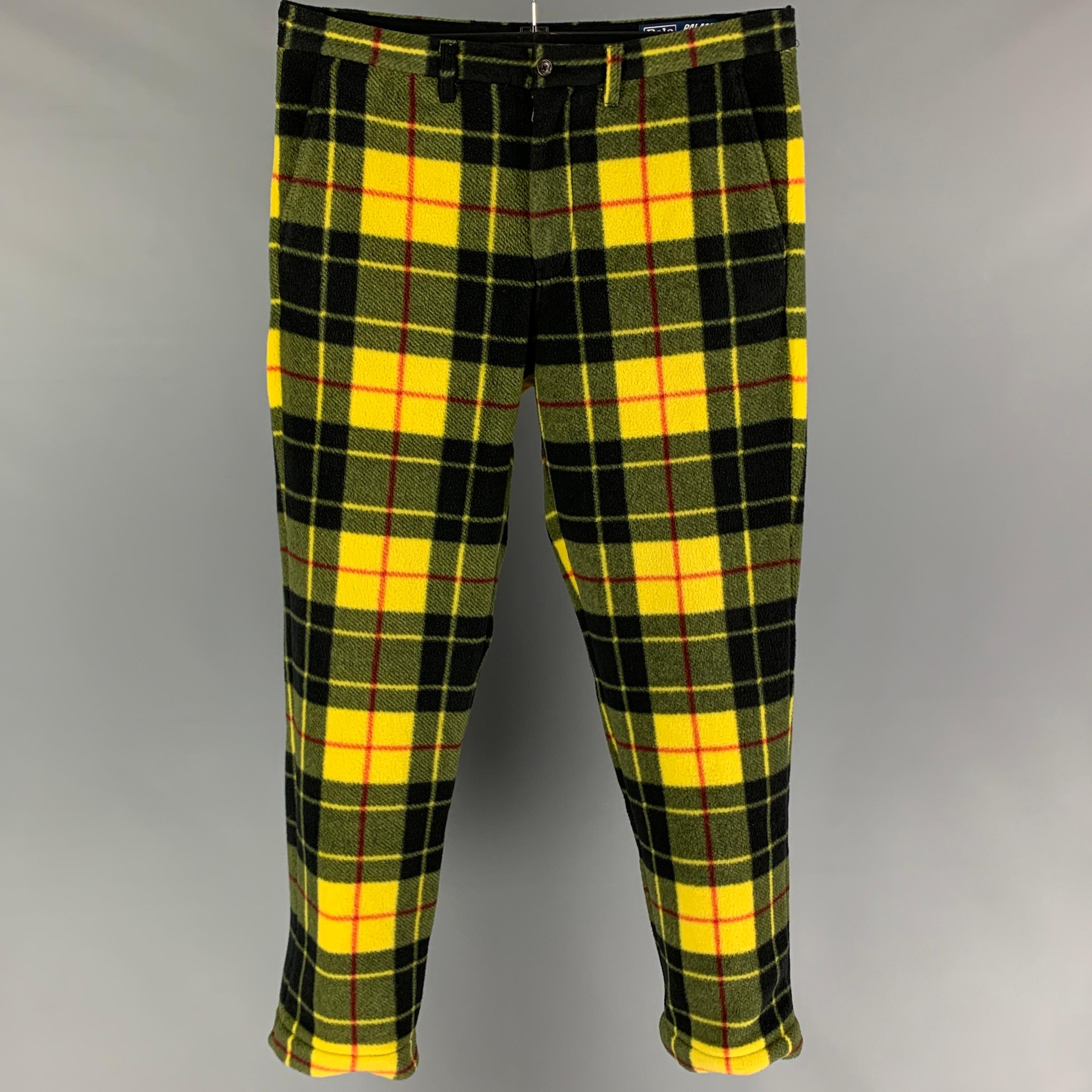 POLO by RALPH LAUREN x PALACE Size 32 Yellow Black Plaid Polyester Dress  Pants For Sale at 1stDibs