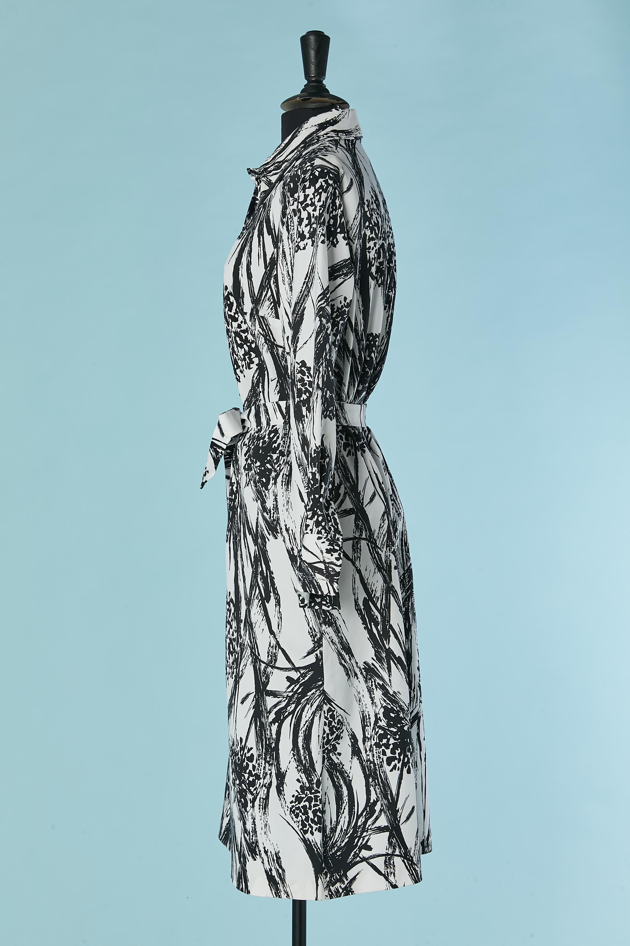 Women's Polo dress with black&white print LANVIN Circa 1970's For Sale