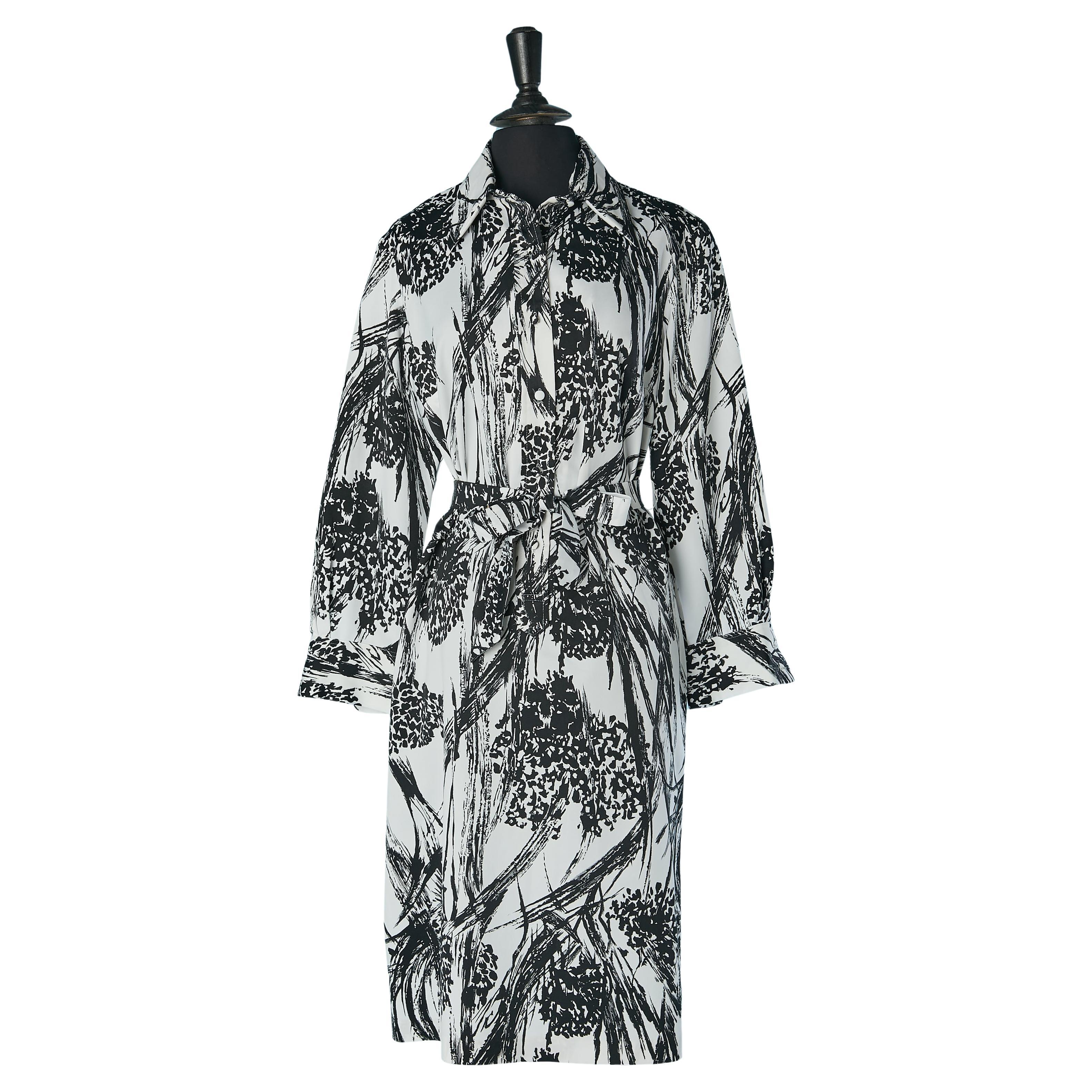 Polo dress with black&white print LANVIN Circa 1970's For Sale