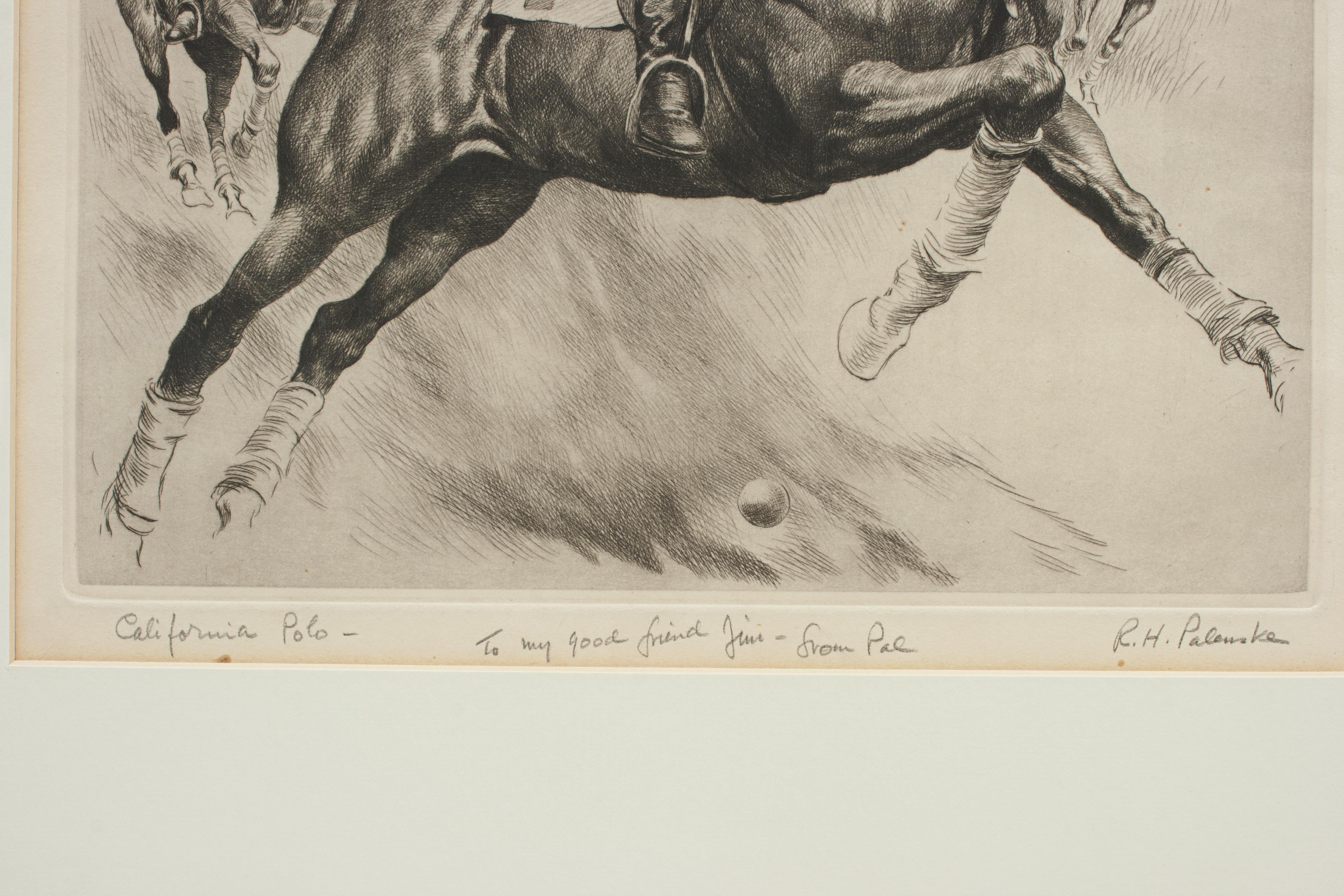 Gravure de polo de Californie par Reinhold H. Palenske  Bon état - En vente à Oxfordshire, GB