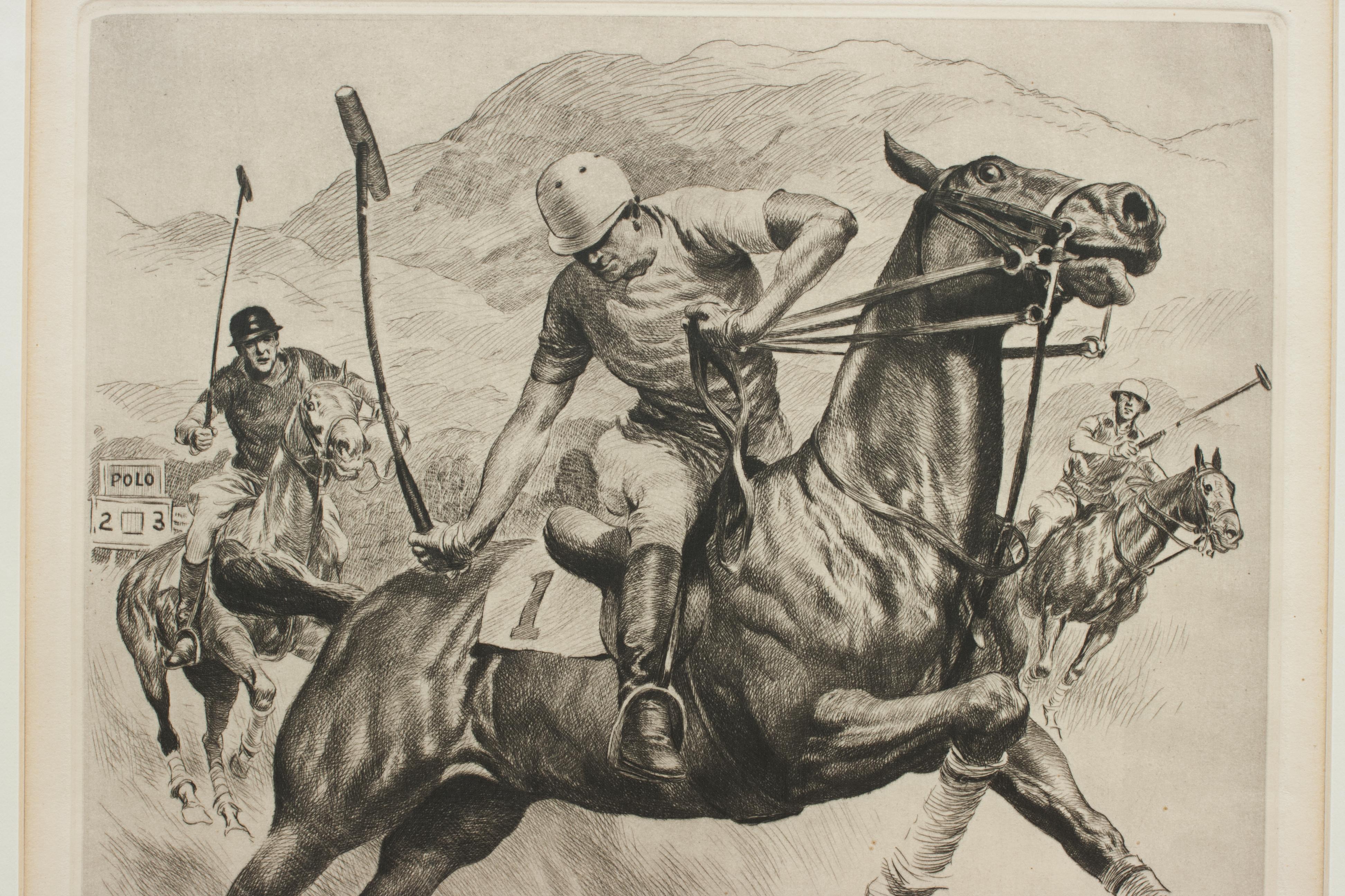 American Polo Engraving, California Polo by Reinhold H. Palenske  For Sale