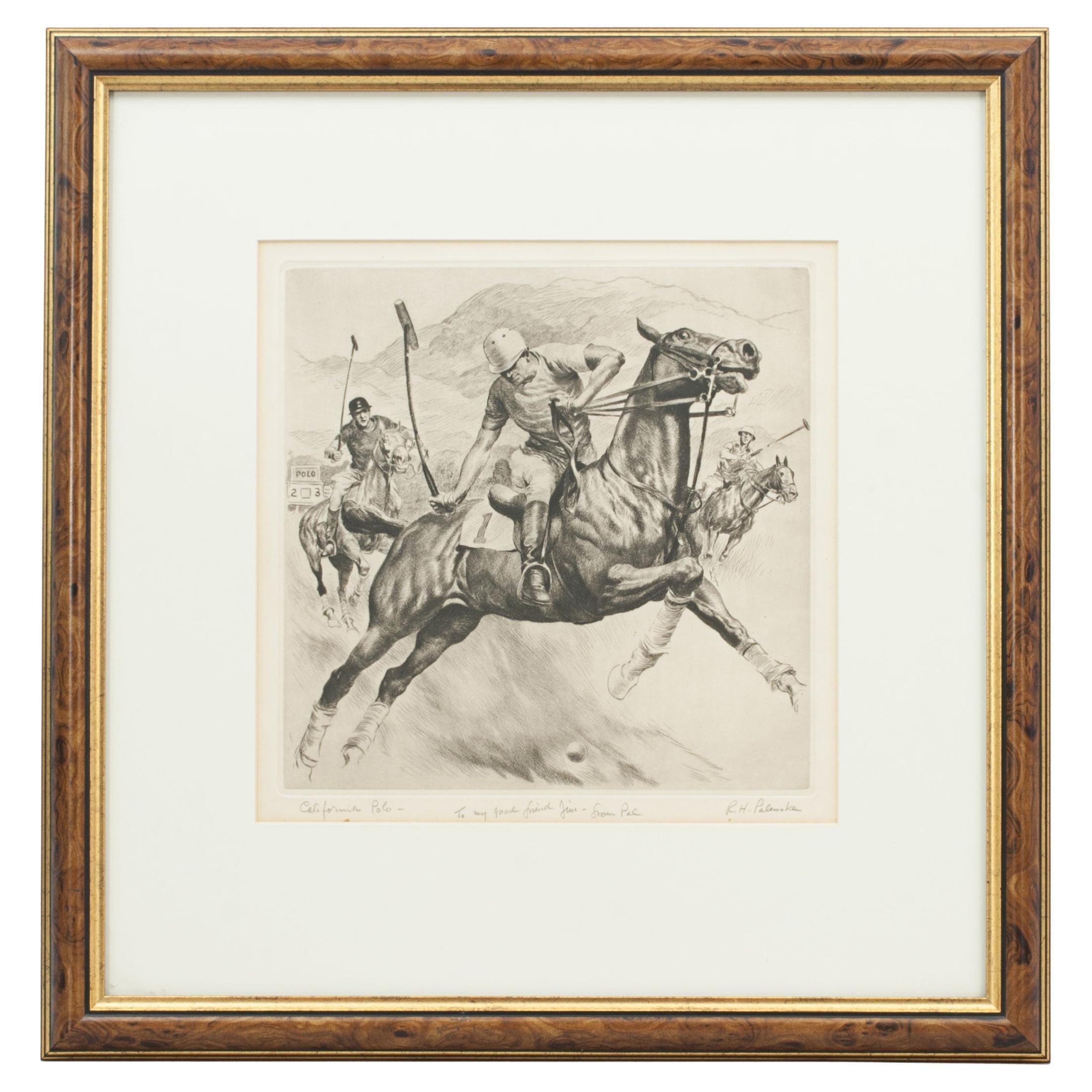 Gravure de polo de Californie par Reinhold H. Palenske  en vente