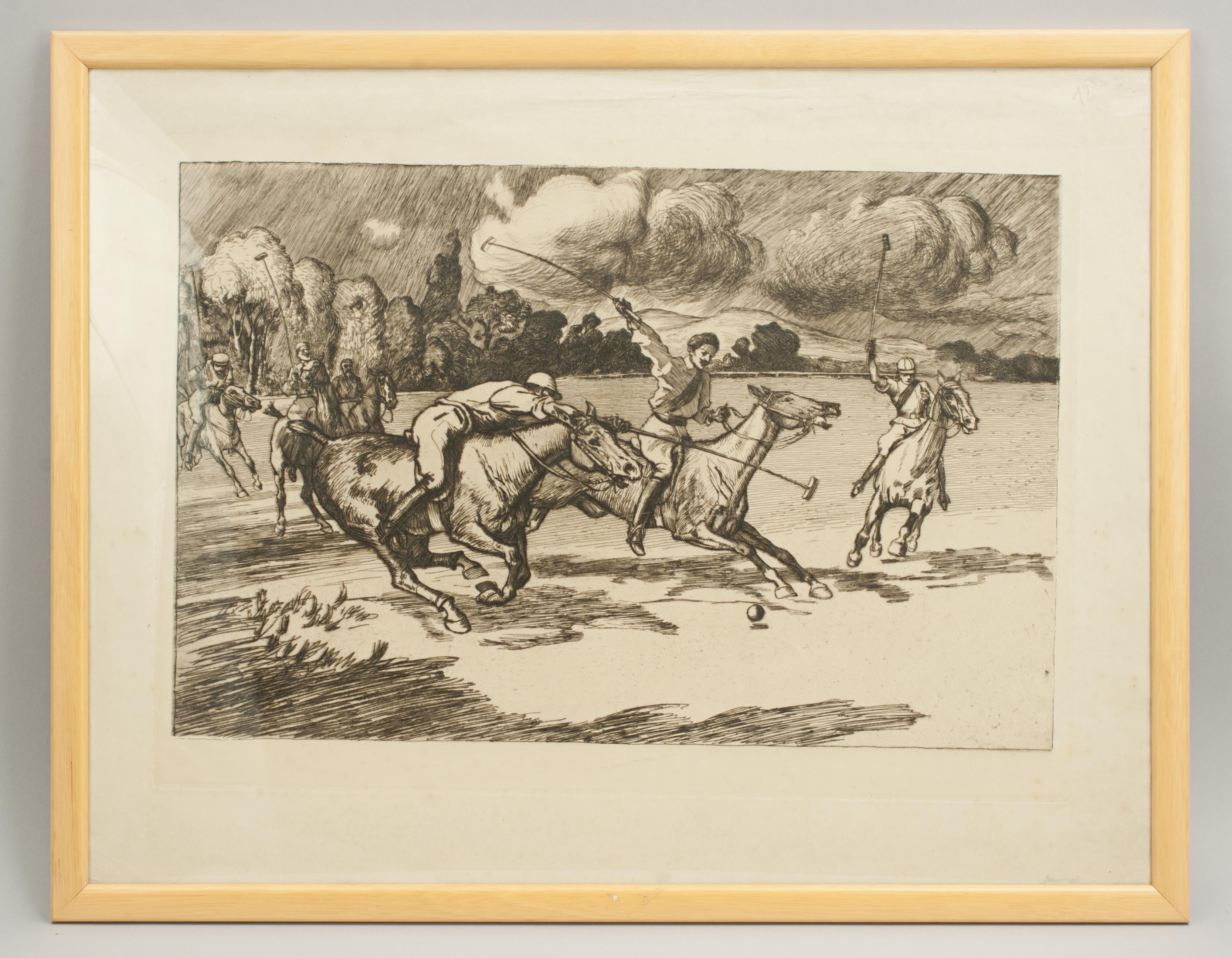 Polo-Radierung, Polo-Match von Pierre, Georges Jeaniott (Französisch) im Angebot