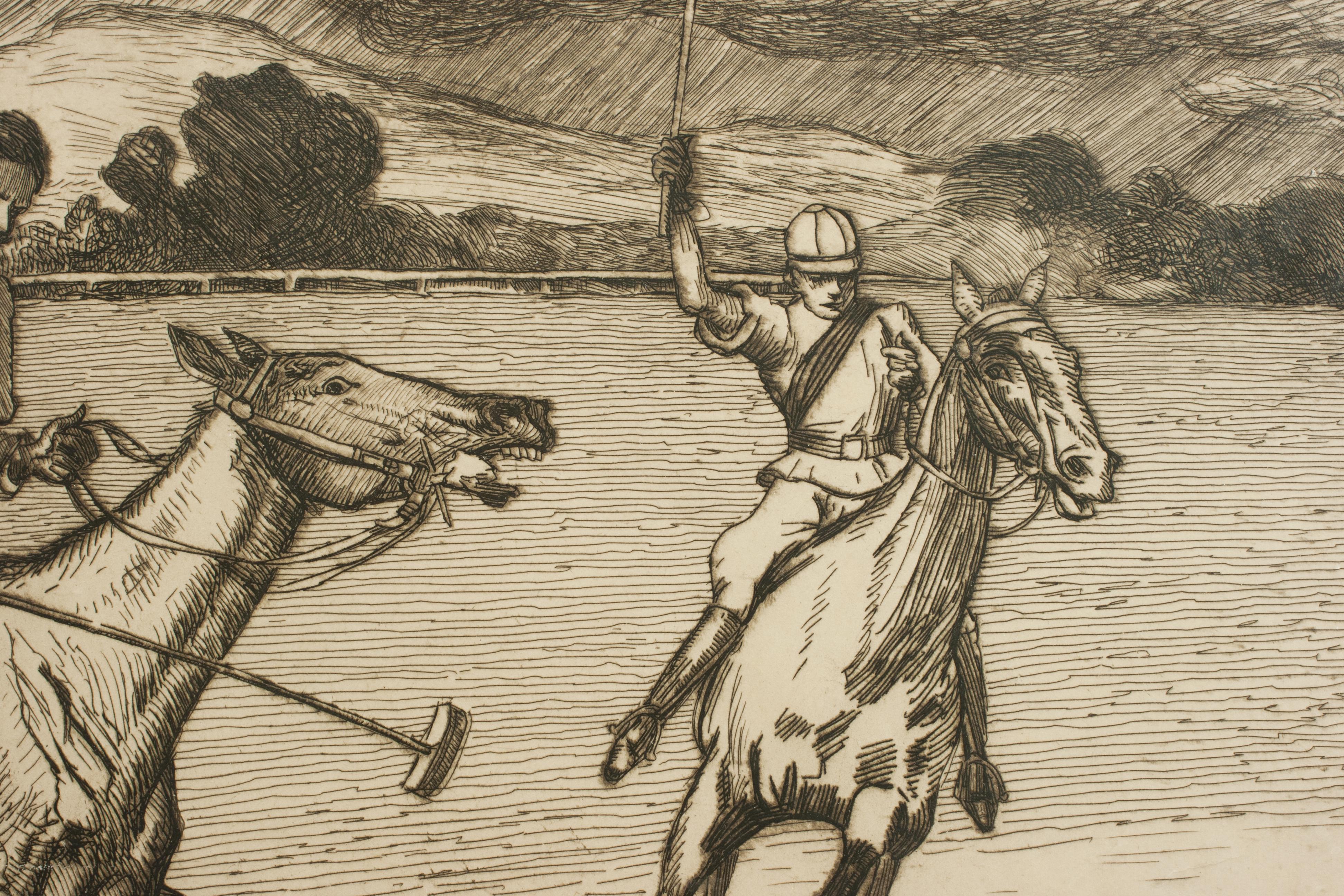 Wood Polo Etching, Polo Match by Pierre, Georges Jeaniott For Sale