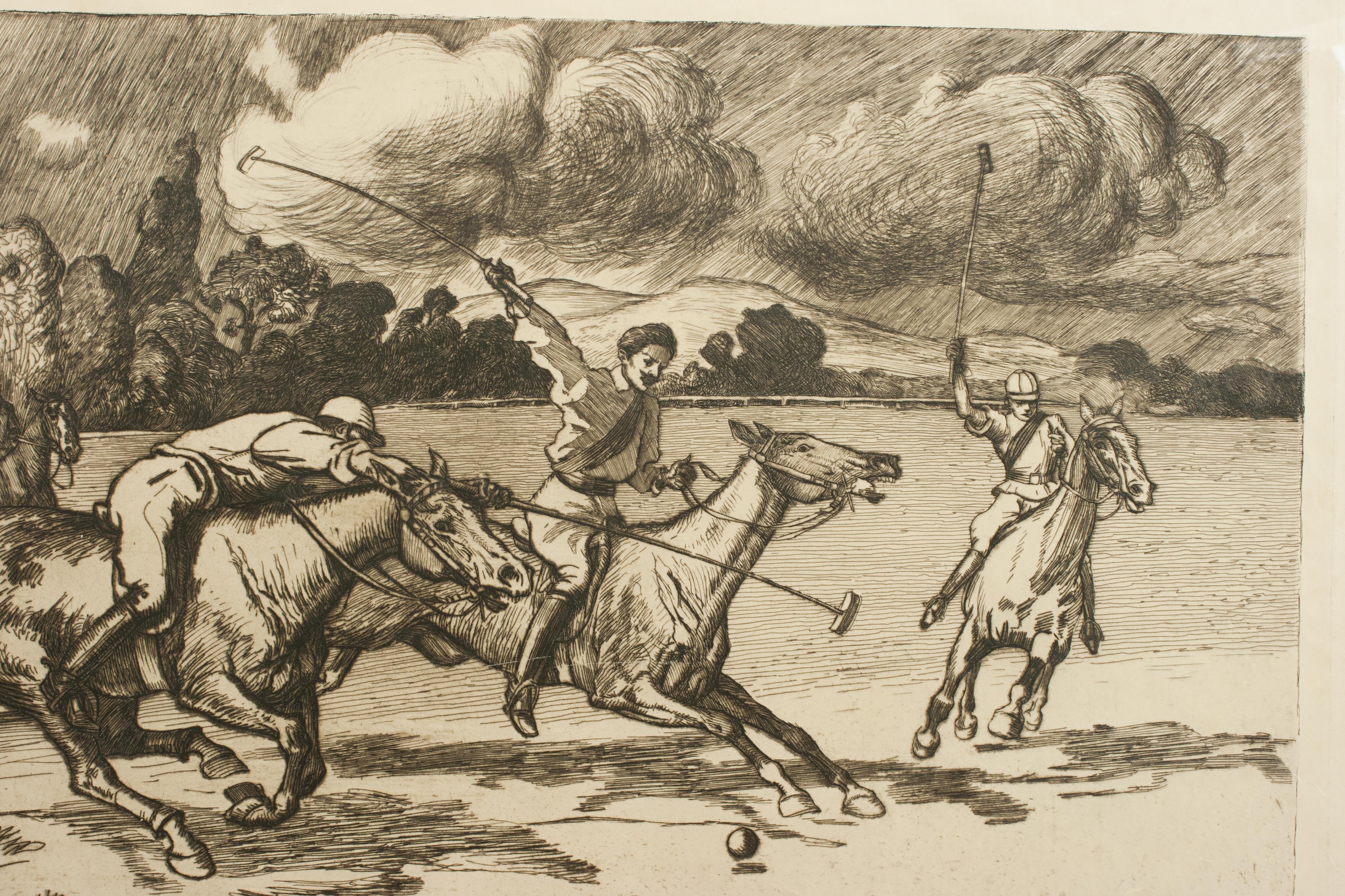 Polo Etching, Polo Match by Pierre, Georges Jeaniott For Sale 2