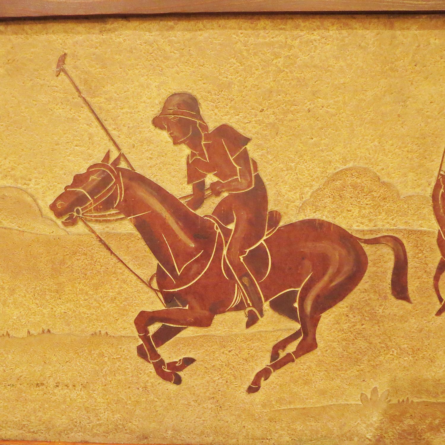 Polo Horses Carved Masonite Panels In Excellent Condition In North Hollywood, CA