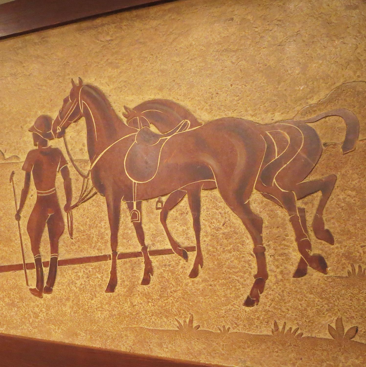 Mid-20th Century Polo Horses Carved Masonite Panels