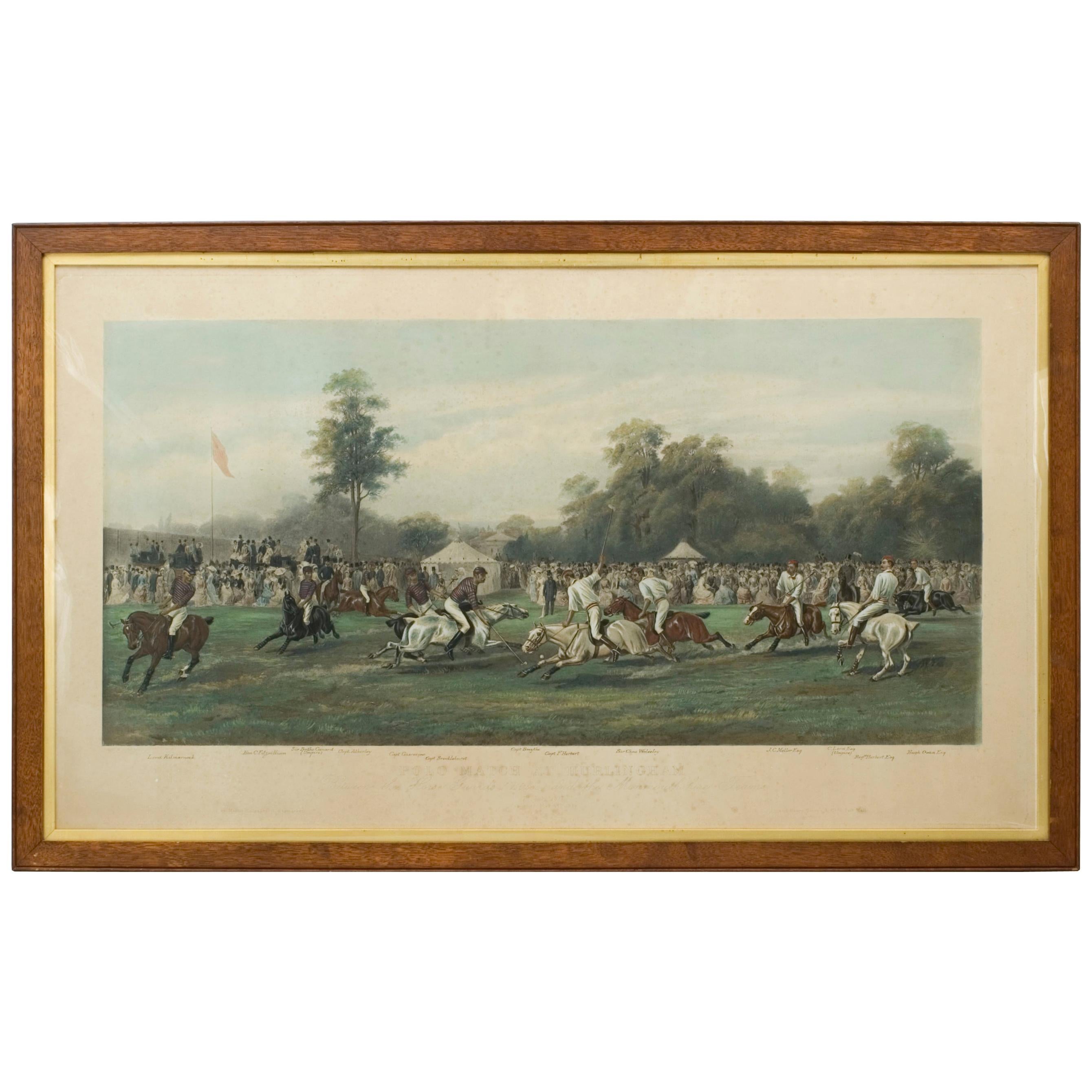 Antique Polo Print, Match at Hurlingham Between the Horse Guards 'Blues'..