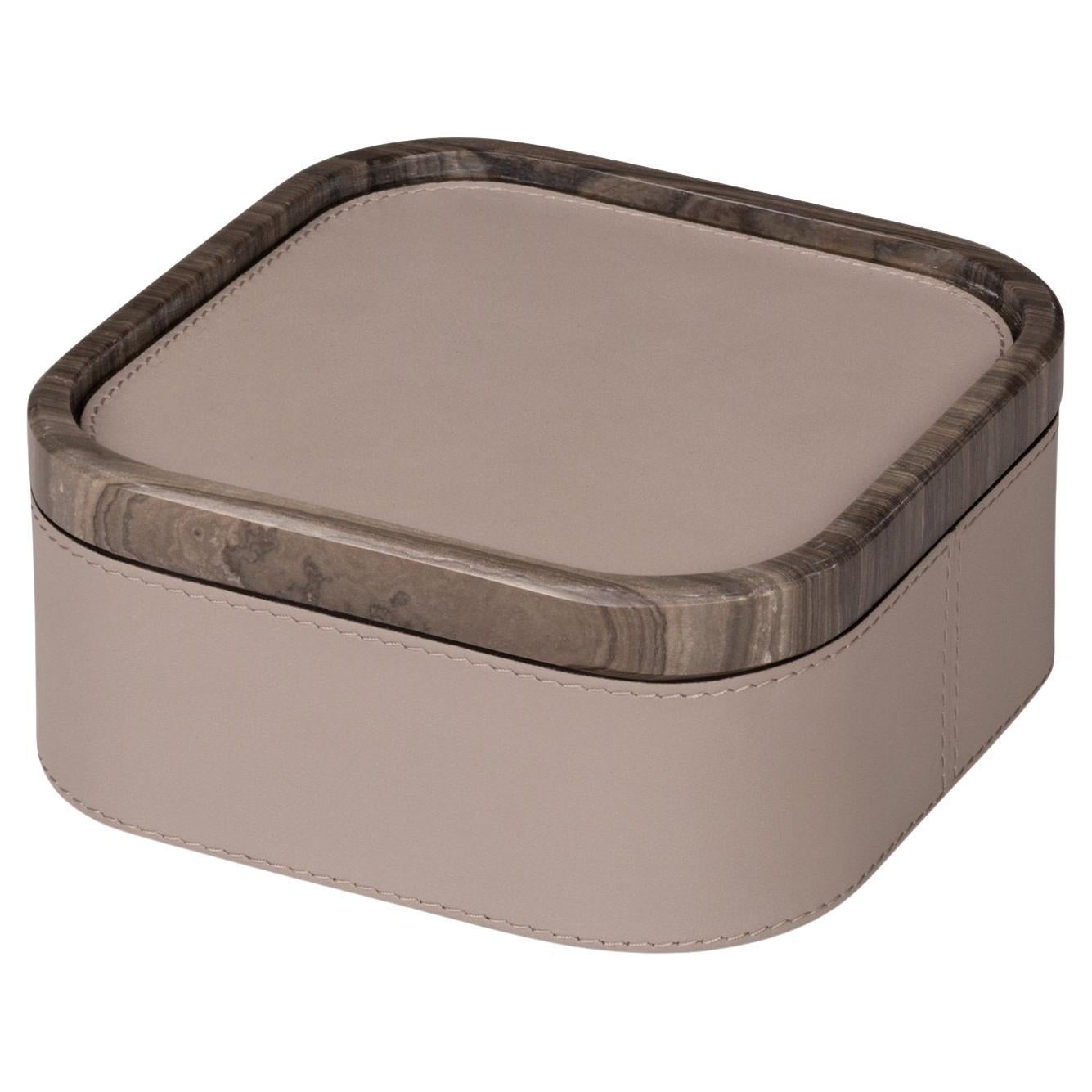 Polo Marmo Gray Small Square Stackable Box For Sale