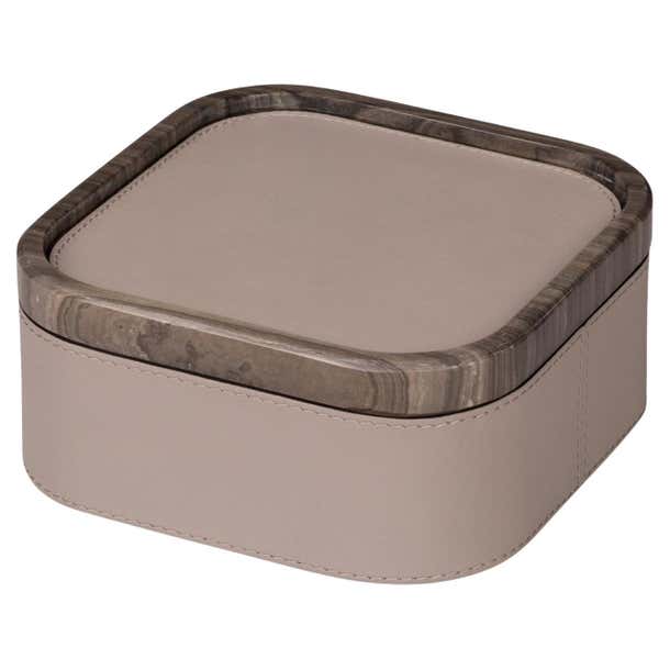 Small Stacking Box Polo Marmo Gray Small Square Stackable Box For Sale at 1stDibs