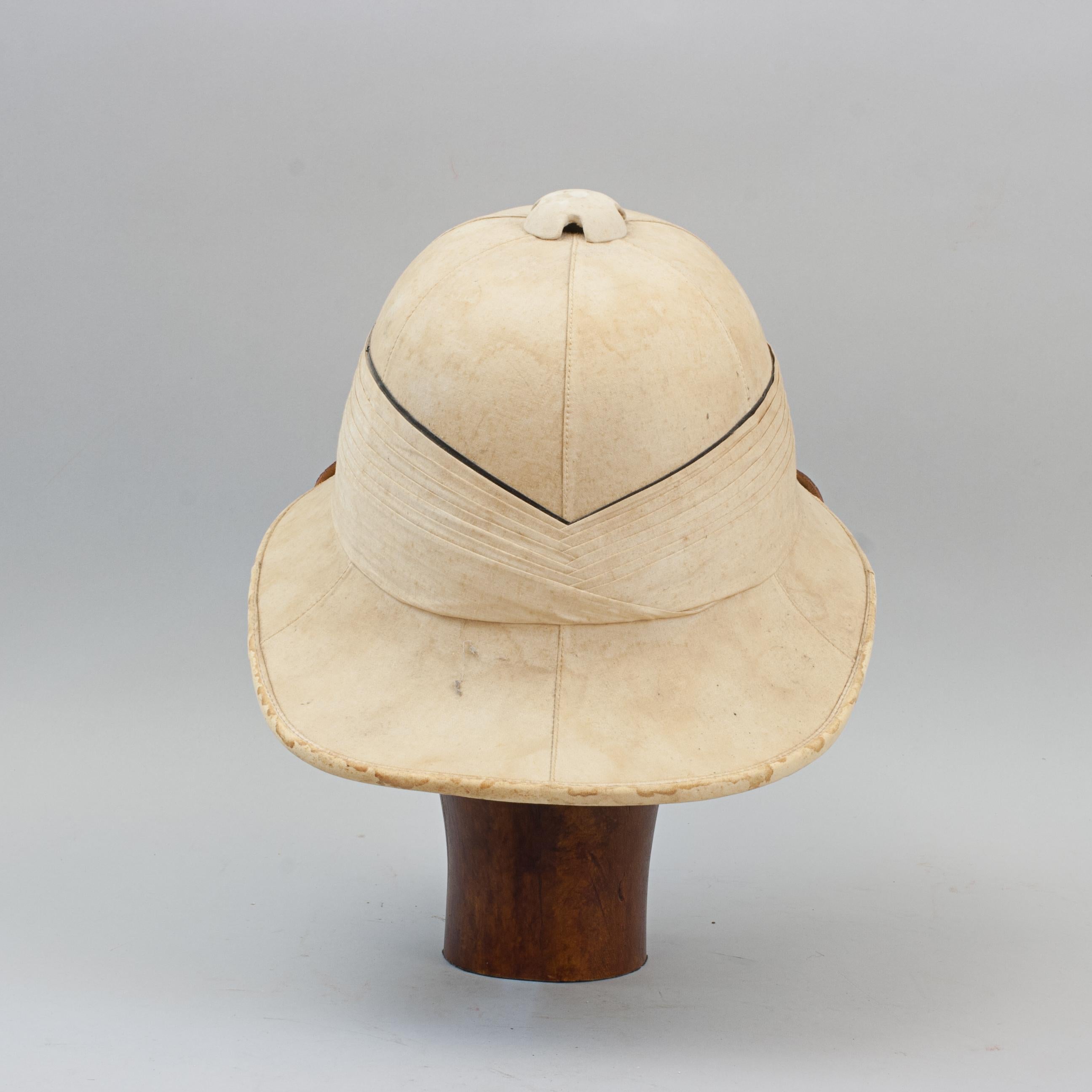 Canvas Polo Or Pith Helmet By Gieves Of London For Sale
