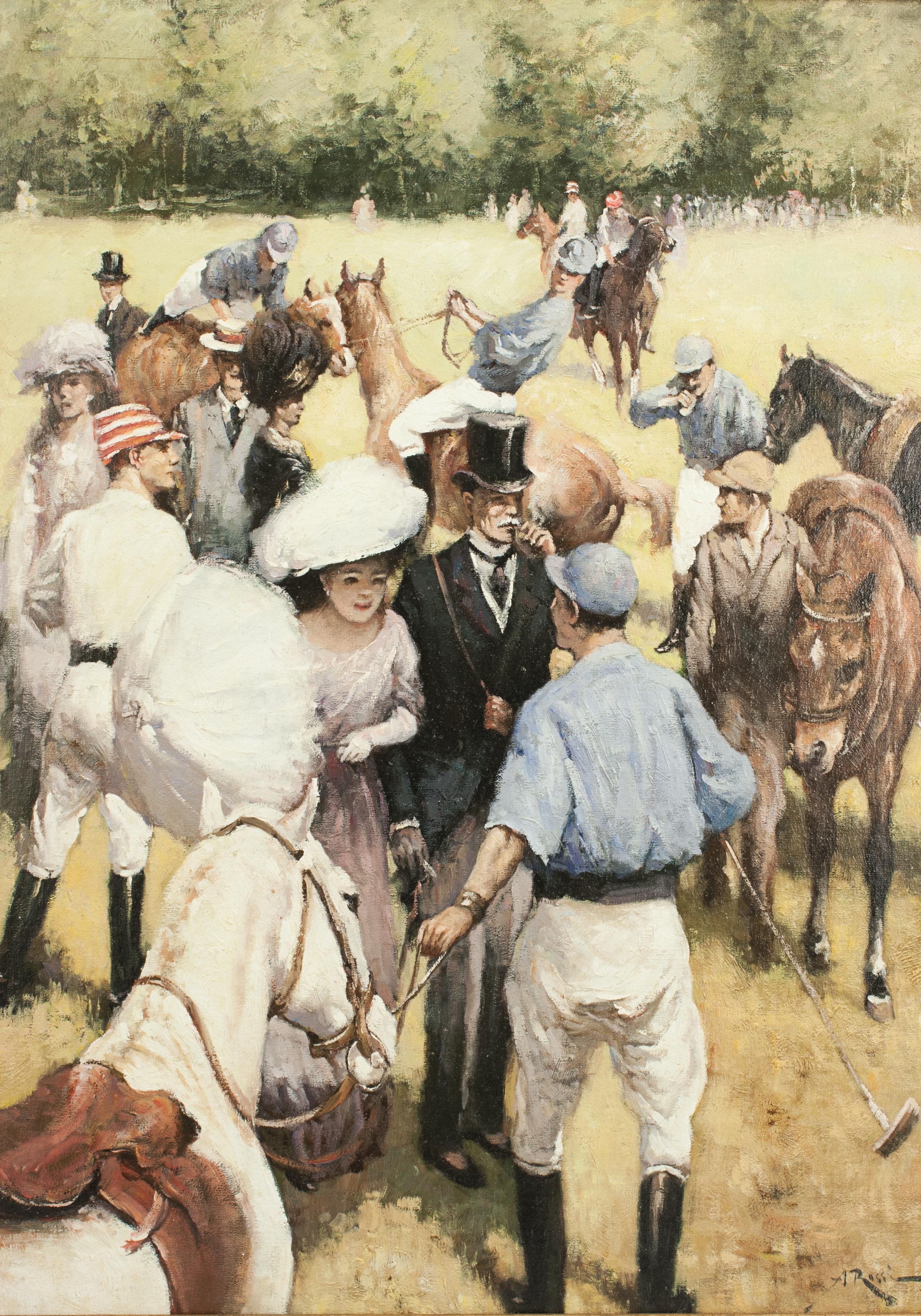 Polo Painting by Rossi, at the Polo Match In Good Condition For Sale In Oxfordshire, GB