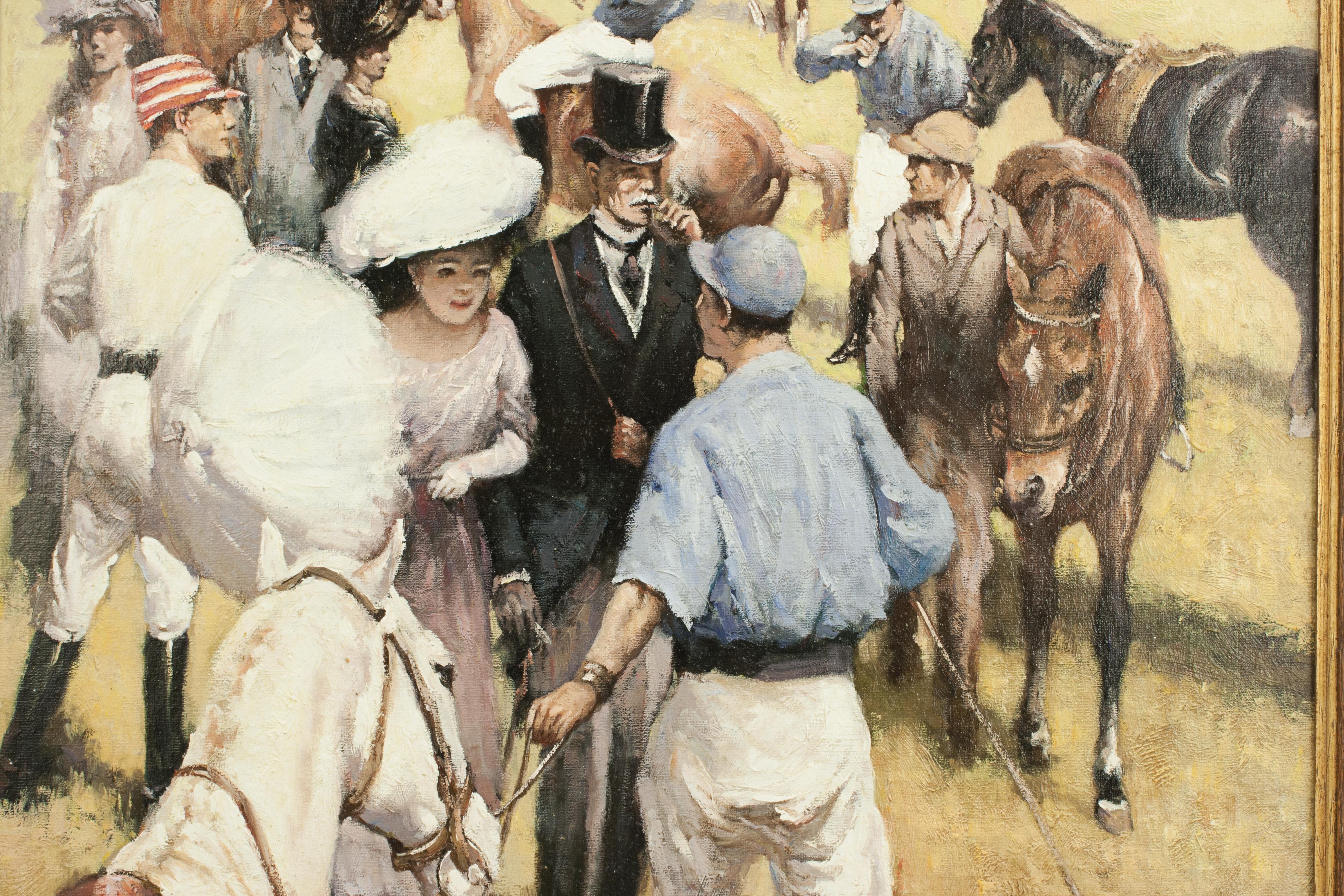 Late 19th Century Polo Painting by Rossi, at the Polo Match For Sale