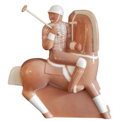 "Polo Player, " Classic and Rare Art Deco Sculpture in Caramel Hue by Gregory