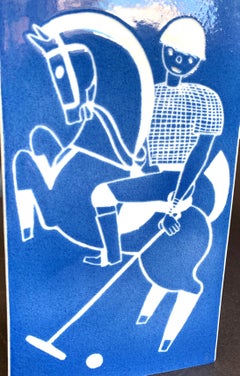 "Polo Player in Blue and White, " Unique 1930s Lamp Base/Sculpture by Gregory