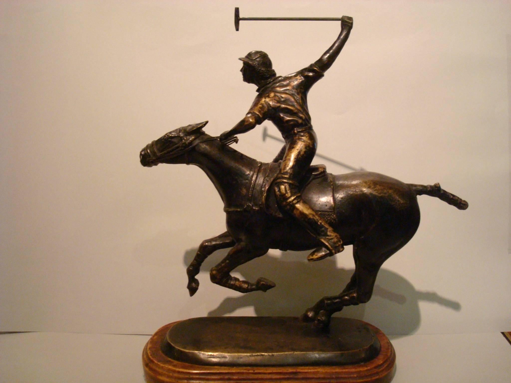 Polo Player over a Horse Bronze Sculpture, Argentine 2