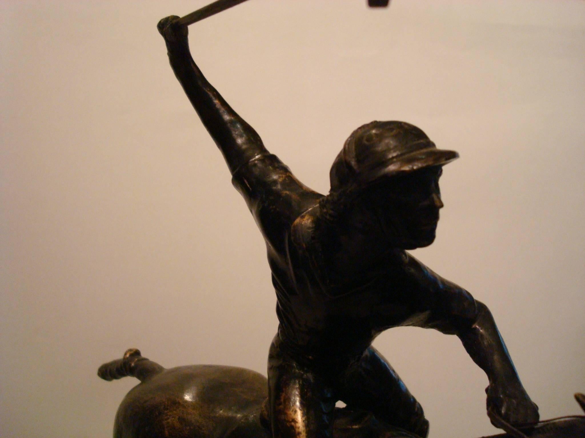 Polo Player over a Horse Bronze Sculpture, Argentine 3