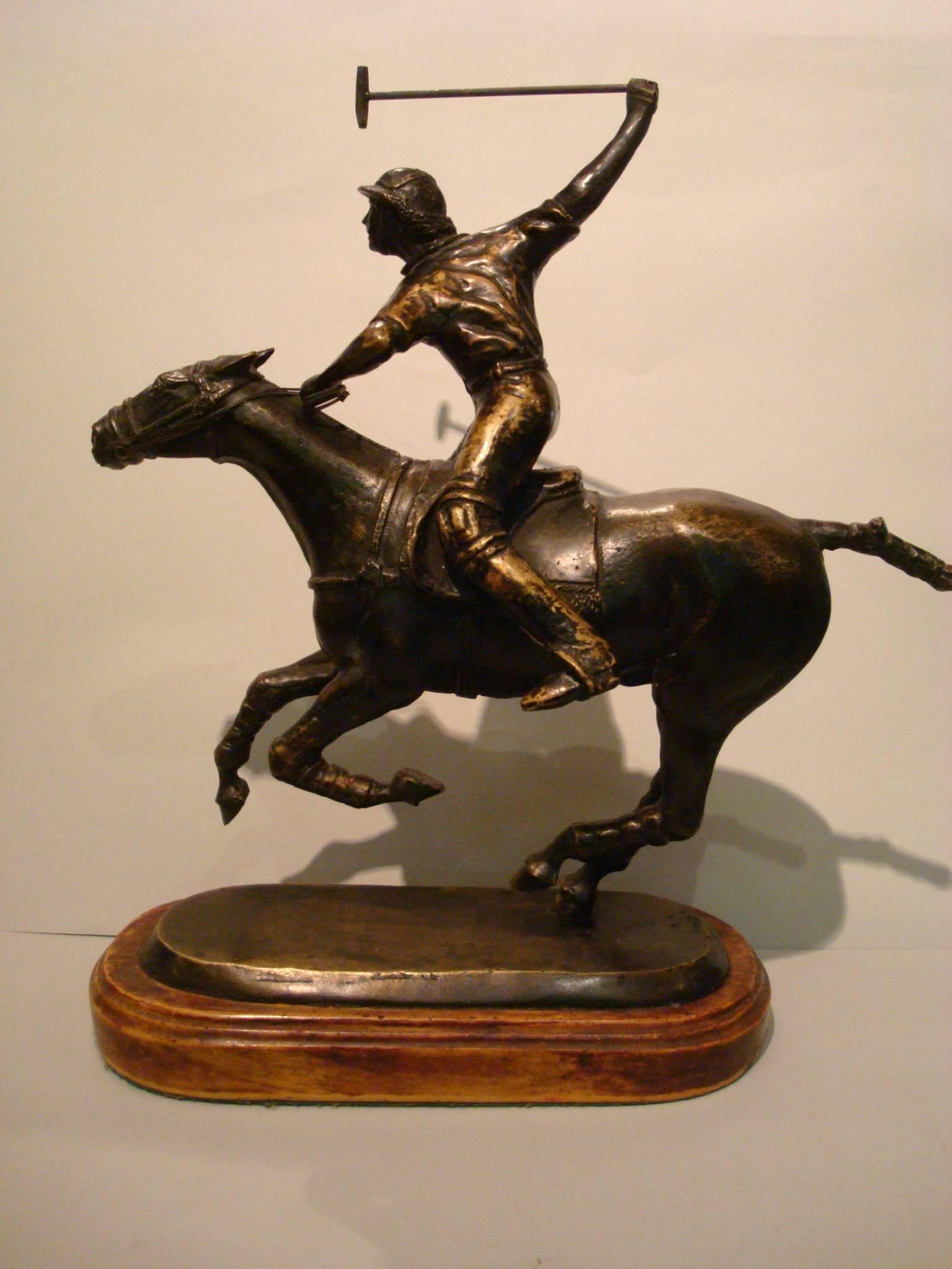 Polo Player over a Horse Bronze Sculpture, Argentine 4