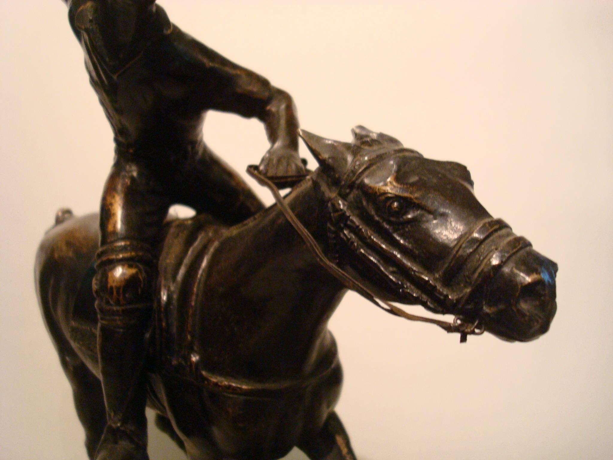 Polo Player over a Horse Bronze Sculpture, Argentine 1