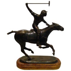 Polo Player over a Horse Bronze Sculpture, Argentine