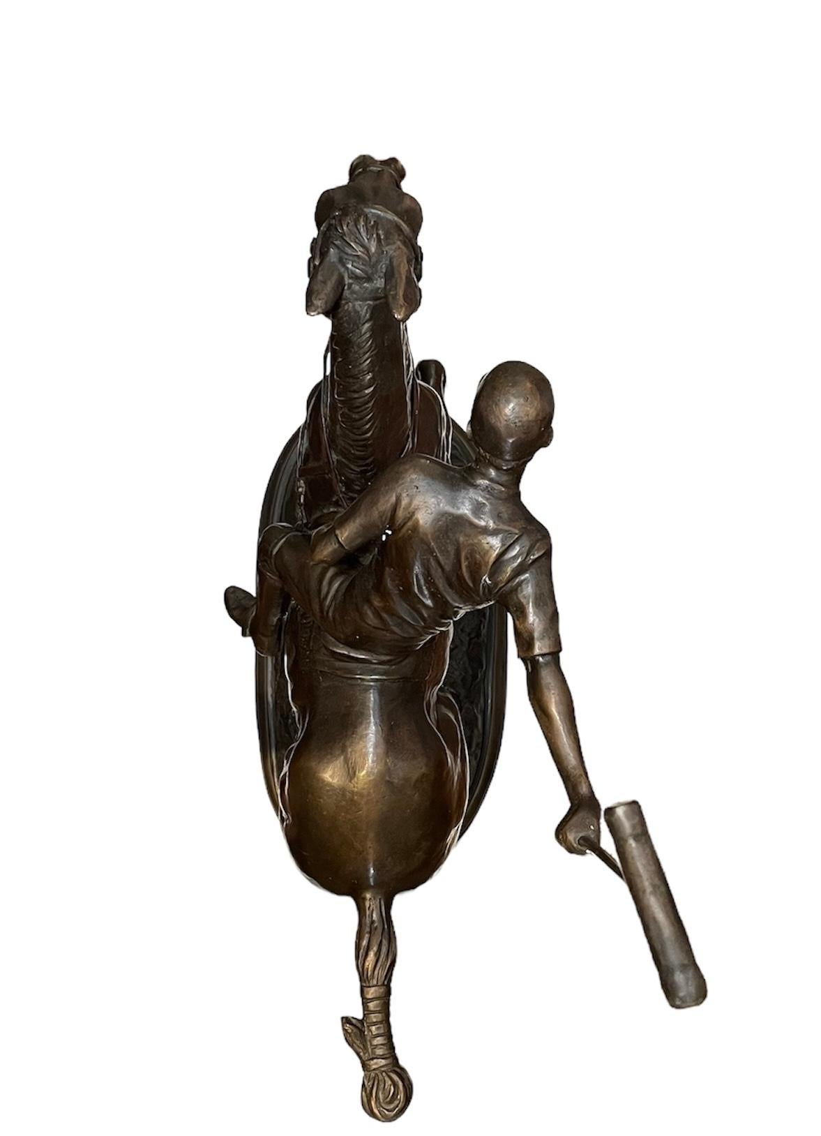 Polo Player Riding Pony Bronze Sculpture 3