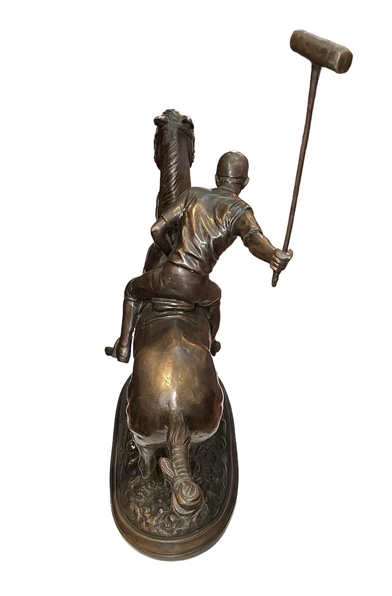 Polo Player Riding Pony Bronze Sculpture 5