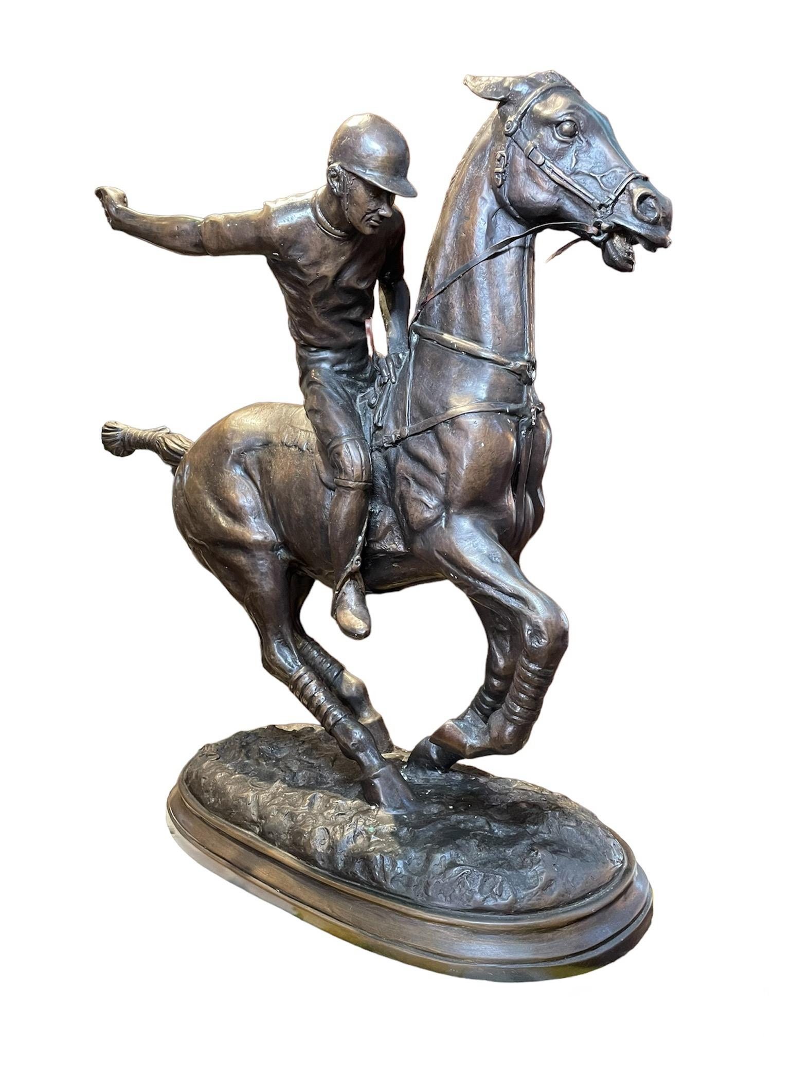 Polo Player Riding Pony Bronze Sculpture 6